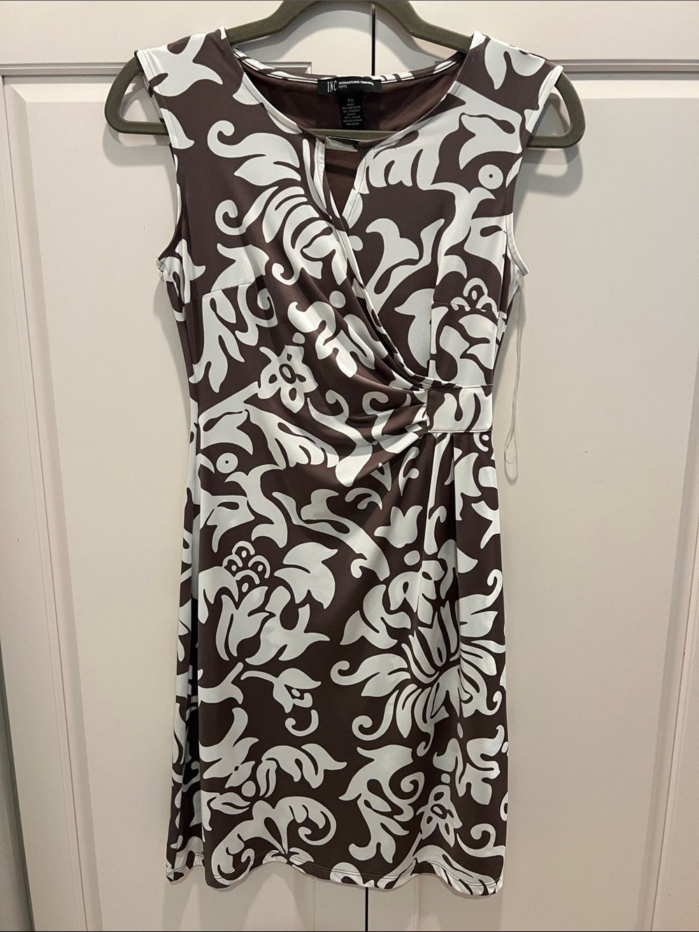 INC International Concepts Brown and White Floral Midi Dress
